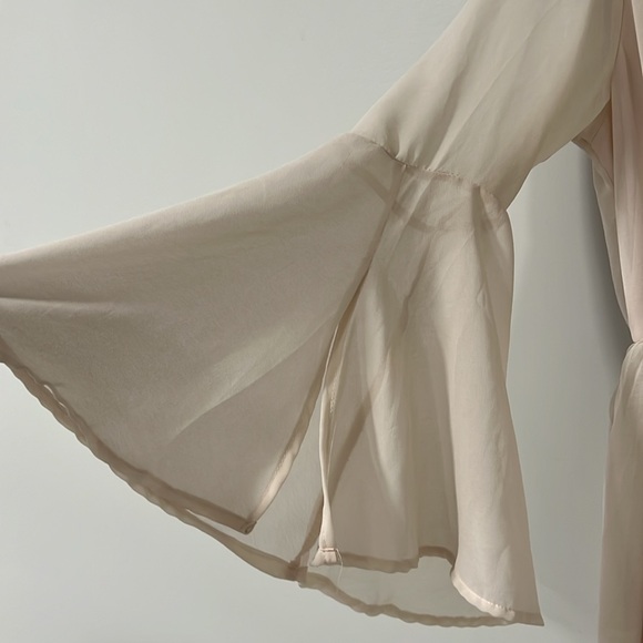 Paper Crane Sheer Lined Bell Sleeve Tunic Dress Xl - Picture 6 of 10